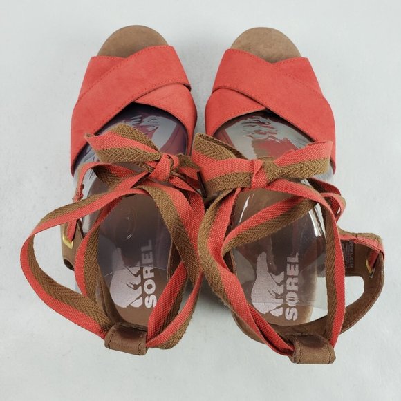 Sorel Orange and Brown Ankke Wrap Sandals 8 - Picture 9 of 13
